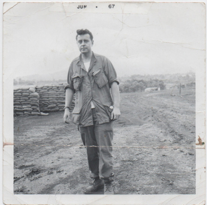 black and white image of a man in a US army uniform